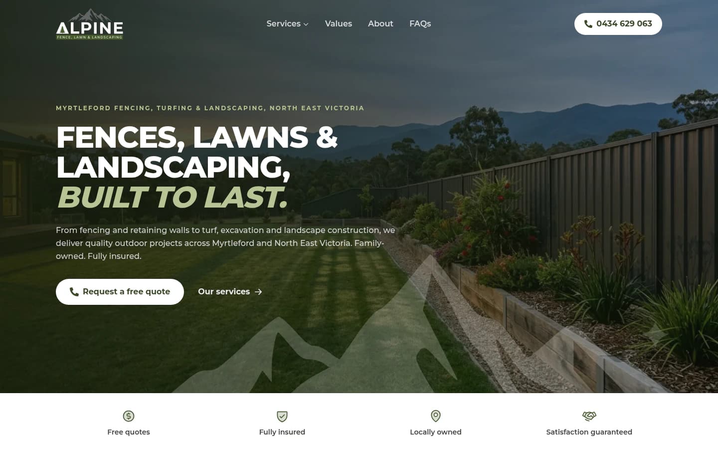Alpine Fence, Lawn & Landscaping website built by Hike, desktop view