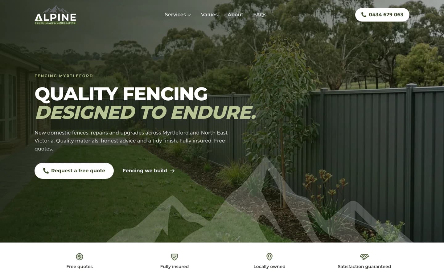 Alpine Fence, Lawn & Landscaping website built by Hike, desktop view