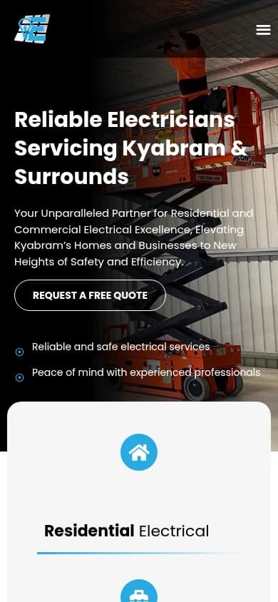 Evans Electrical & Solar website, mobile view
