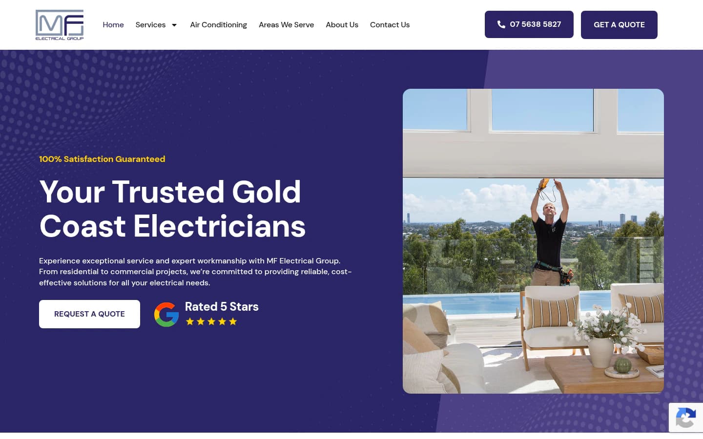 MF Electrical Group website built by Hike, desktop view