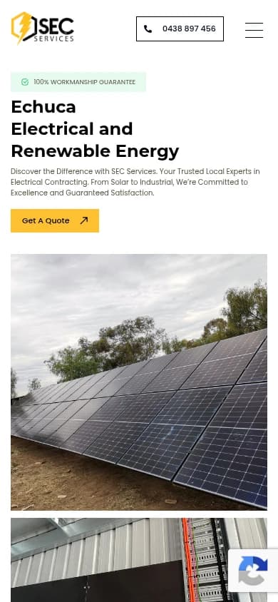 SEC Services website, mobile view