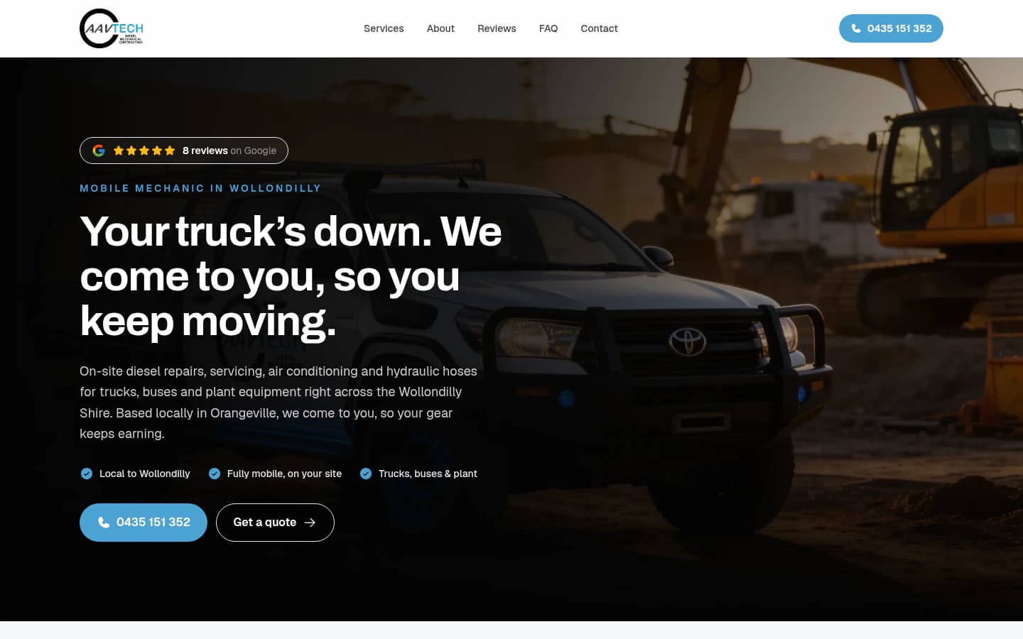 AAVTECH website built by Hike, desktop view