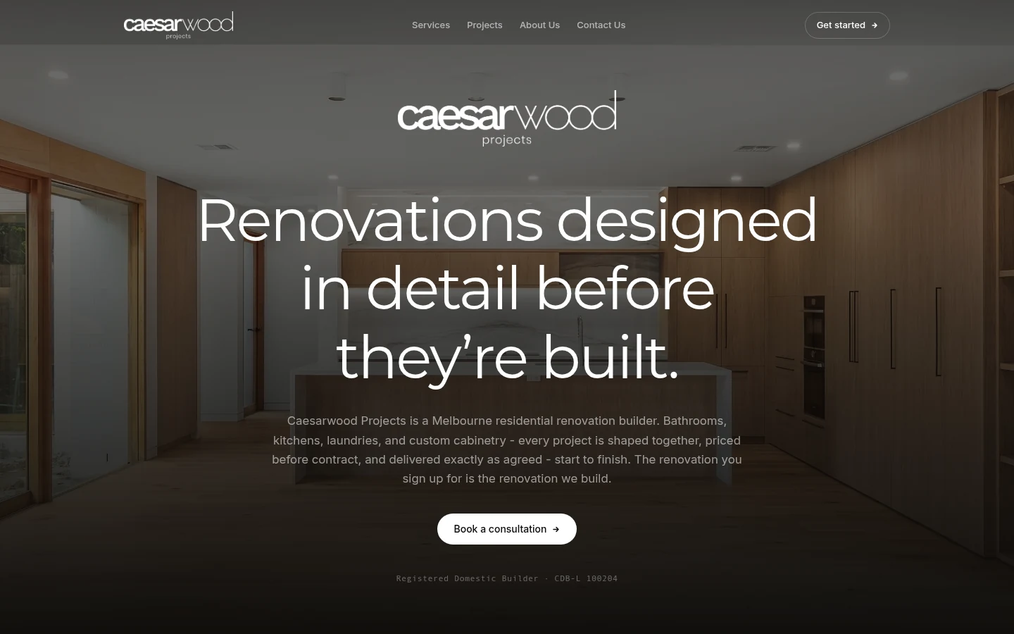 Caesarwood Projects website built by Hike, desktop view