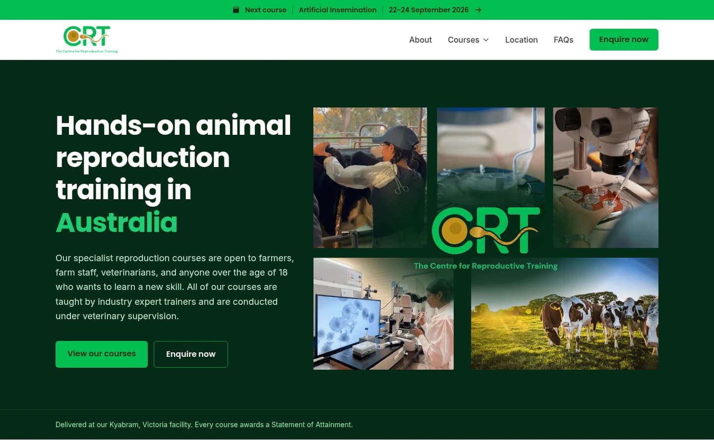 The Centre for Reproductive Training website built by Hike, desktop view