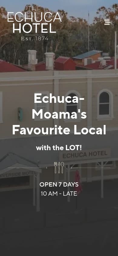 The Echuca Hotel website, mobile view