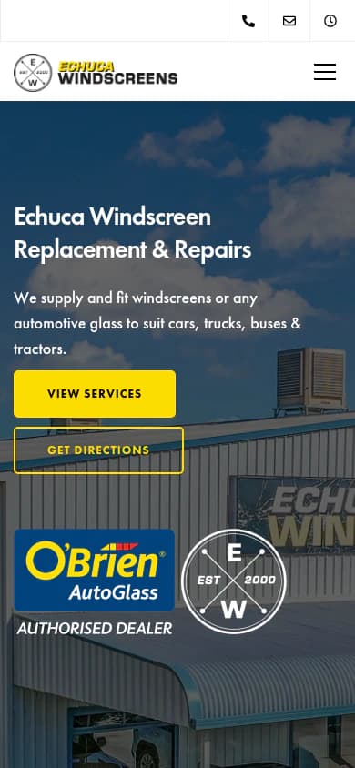 Echuca Windscreens website, mobile view