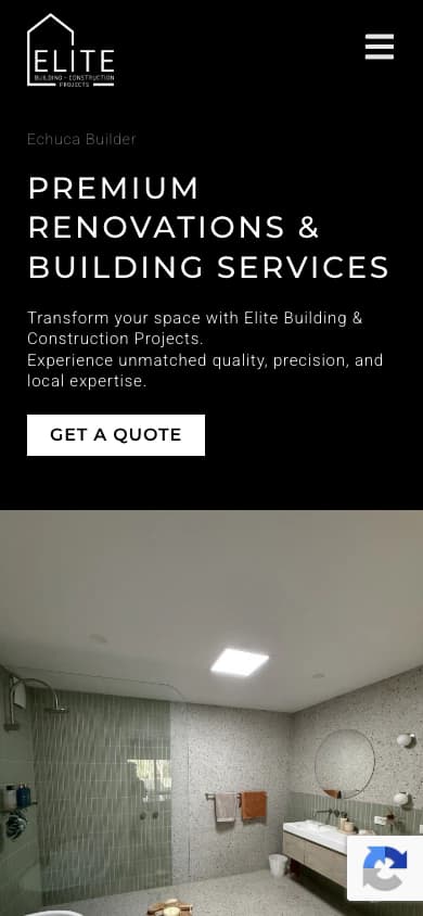Elite Building & Construction website, mobile view