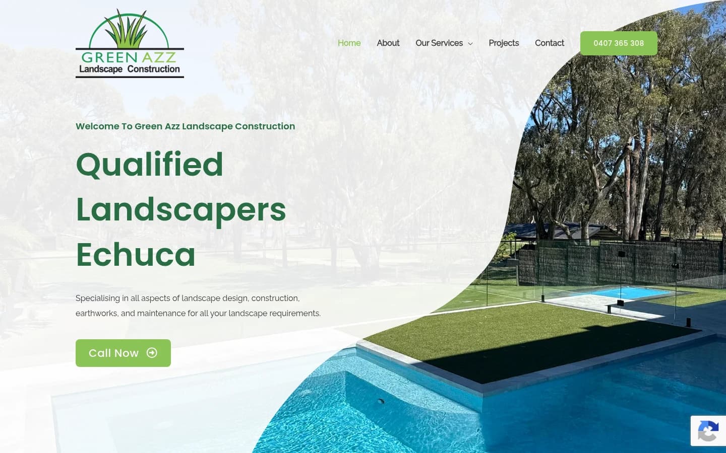 Green Azz Landscape Construction website built by Hike, desktop view
