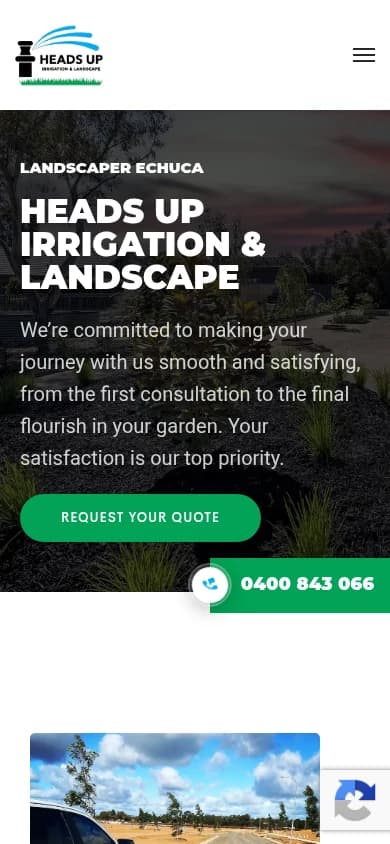 Heads Up Irrigation & Landscape website, mobile view