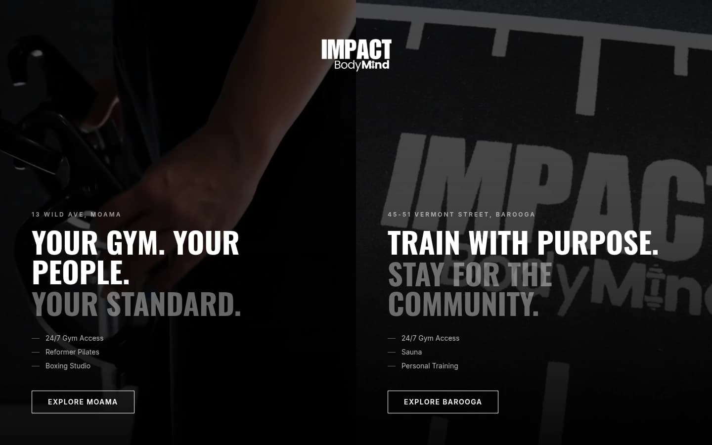 Impact Body Mind website built by Hike, desktop view
