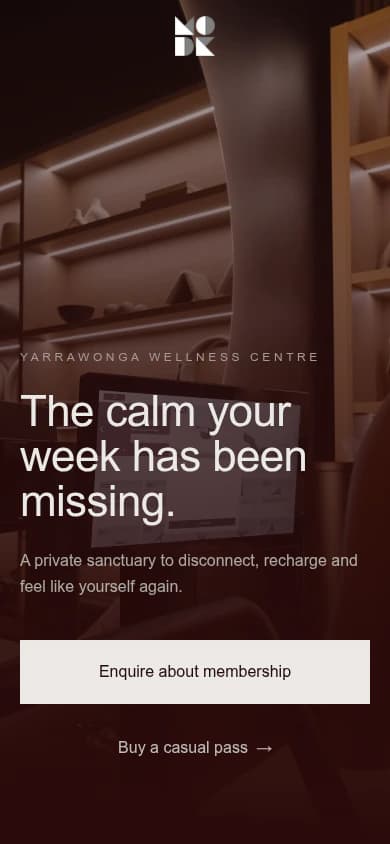 Mode Wellness website, mobile view