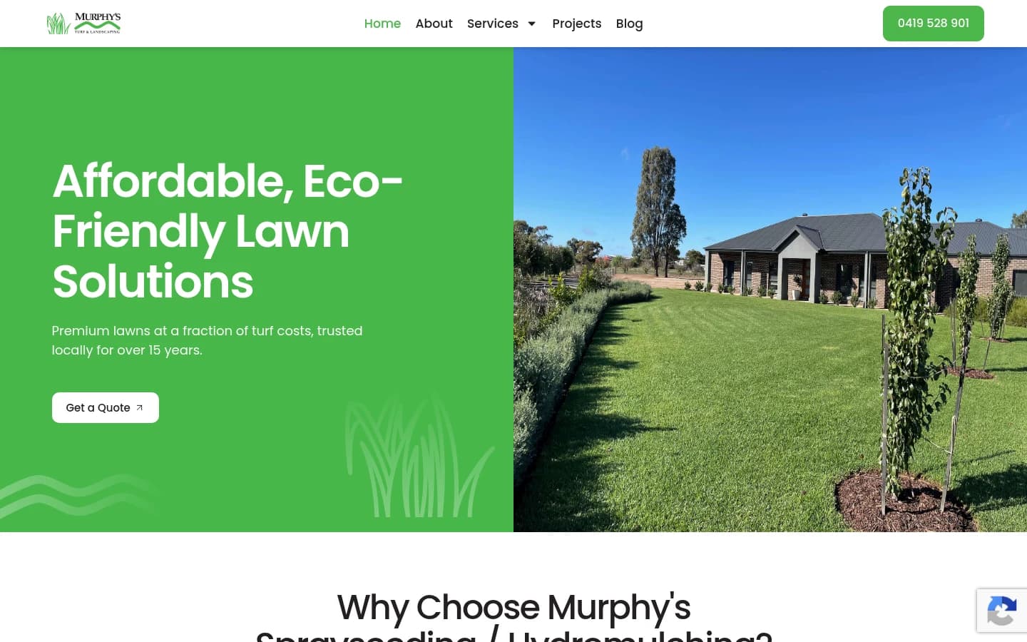 Murphy’s Sprayseeding website built by Hike, desktop view