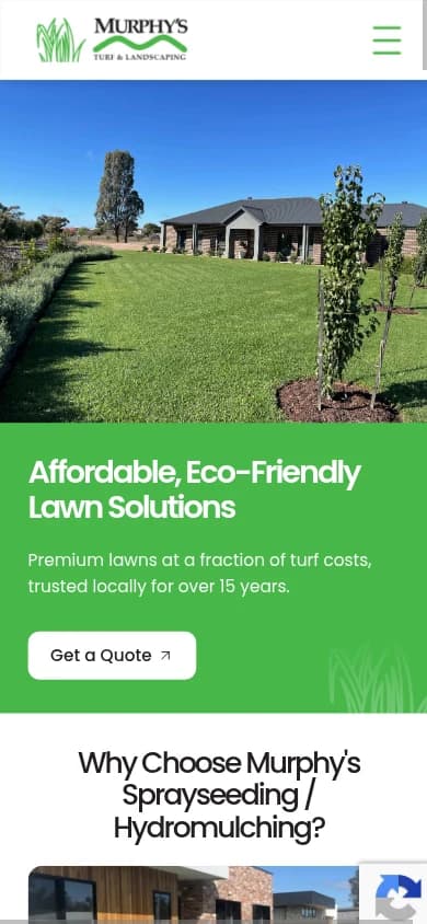 Murphy’s Sprayseeding website, mobile view