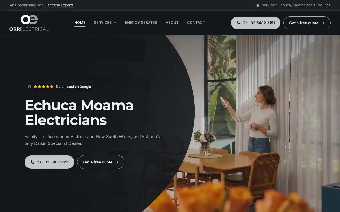 Orr Electrical website built by Hike, desktop view