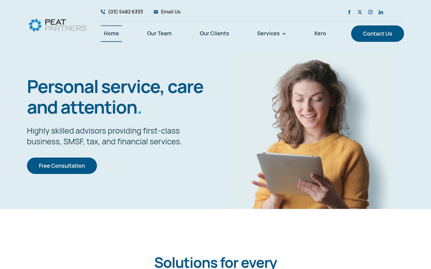 Peat Partners website built by Hike, desktop view