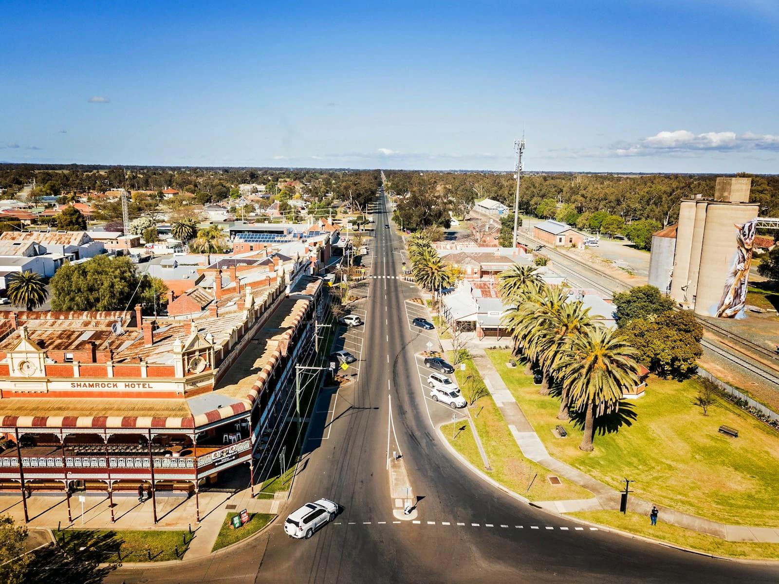 Aerial view of the main street in Rochester, Victoria, where Hike builds and ranks local business websites