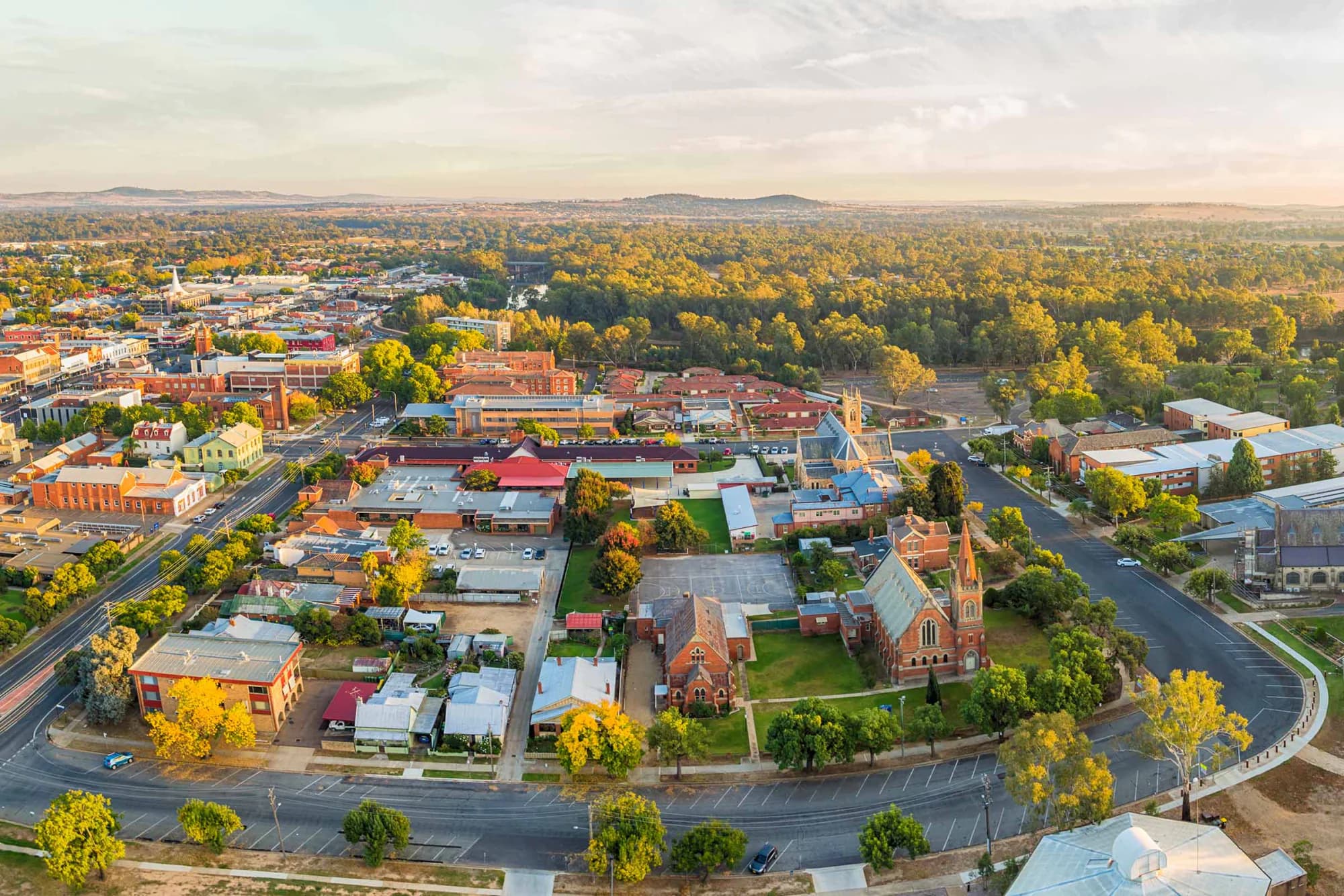 Aerial view of central Wagga Wagga in the NSW Riverina, where Hike ranks local businesses on Google