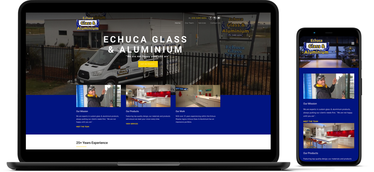 Echuca Glass Website Mockup